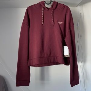 burgundy vans semi cropped hoodie new with tags